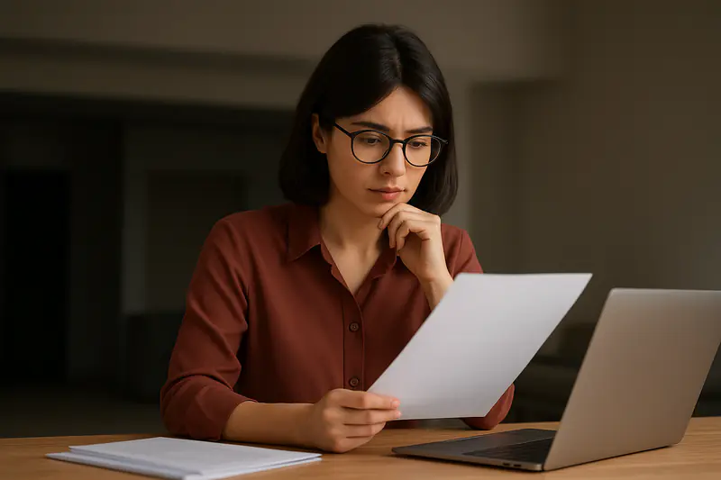Profissional analisando documentos com atenção